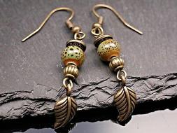 Pendenti Foglia Piuma Oro