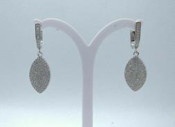 Pendenti Foglia Stilizzata Argento 925/1000 Rodiato - Zircon