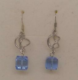 Pendenti Gabbia Argento 925 E Cubi Swarovski Sapphire Blu Za