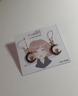 Pendenti Gatto Oro Seduto A Mezzaluna Handmade Fatto A Mano