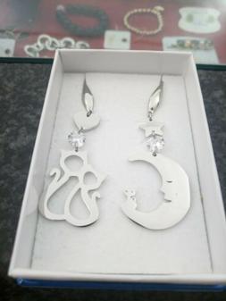 Pendenti In Acciaio Con Strass Luna Gatti