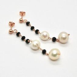 Pendenti In Argento 925 Laminato In Oro Rosa Con Perle E Oni