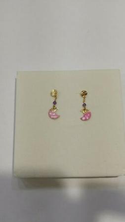 Pendenti In Oro Giallo 18 Kt Con Luna   E Smalti A Fuoco