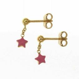 Pendenti In Oro Giallo 18 Kt Con Stelline Smaltate