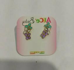 Pendenti In Oro Giallo 18 Kt Con Fiori    E Smalti A Fuoco