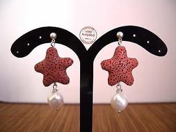 Pendenti In Perle Di Fiume + Stella Marina Bordeaux Donna Al