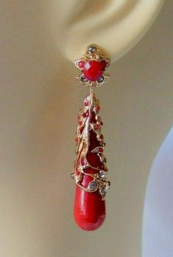 Pendenti In Vetro Di Murano Rossi  Oro 14 Kt Demirouge Stile