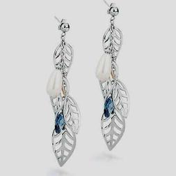 BROSWAY ,ORECCHINI PENDENTI  "LEAVES" CON SWAROVSKY E PERLE 