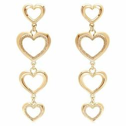 Pendenti Lunghi Ottone Rosato Cuore Glitter Varie Misure Str