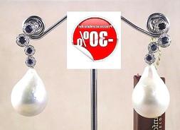 Pendenti Oro Bianco Diamanti Zaffiri E Perle Barocche Certif