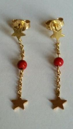 🌟 Pendenti Oro Giallo 18 Kt Ct Carati 750 Corallo Rosso N
