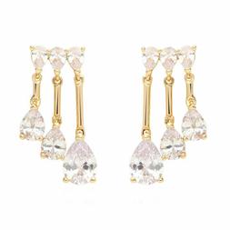 Pendenti Stroili Ottone Dorato Con Gocce A Scalare Elegante 