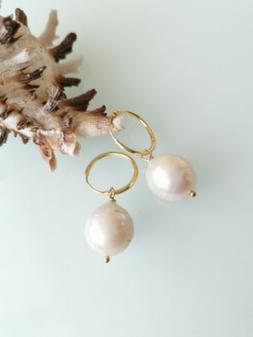 Pendenti Perle Barocche Bianche E Cerchi Argento 925