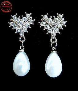 Pendenti Perle Color Bianche Strass  Victorian Nozze Sposa M