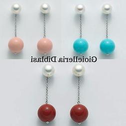 Miluna Pendenti Perle Corallo Rosso Rosa Turchese In Argento