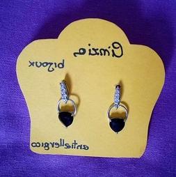 Pendenti Piccolo Cuore Nero Acciaio Argentato Strass Antiall