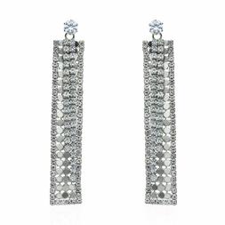 Stroili Pendenti Rettangolari Strass Metallo Silver Eleganti