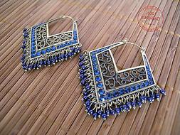 Pendenti Traforati Dorati Anticati Strass Blu Alta Bigiotter