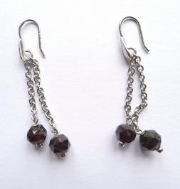 Pendenti Vintage In Argento 925 Con Vero Granato E Marcasite