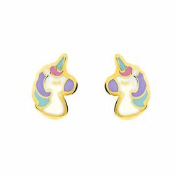 Per Bambini Unicorno Smaltato - Oro Giallo 9k