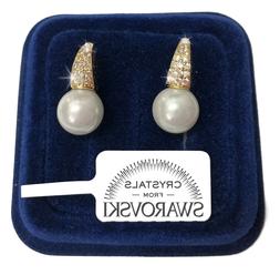 Perla Ad Anello Donna Pl. Oro Giallo 18k Con Cristalli Swaro