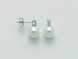 Perla Mm 7,5-8 Oro Bianco 18 Kt 750 % Gioielli Miluna Con Di