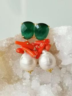 Perle Barocche  Bianche E Corallo Rosso