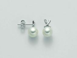 Miluna Perle Parure Oro Bianco 9 Karati 375% Con Diamanti Pe