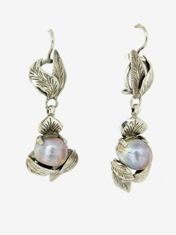 Perle Vere In Argento 925 Barocche Grandi Pendenti Con Perla