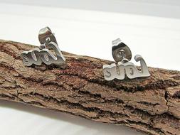 Piccoli A Lobo Con Scritta Love In Acciaio Coppia Per Donna 