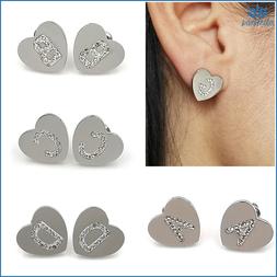 Piccoli Da Donna A Lobo Cuore Lettera Acciaio Inox Con Zirco