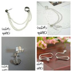 Piercing Clip Senza Buchi Acciaio Earrings Uomo Donna Foglia