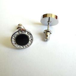 Piercing Lobo Uomo Donna Acciaio  E Nero Con Zirconi Bianchi