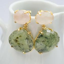 Pietre Dure Phrenite Naturale E Quarzo Rosa, Ottone