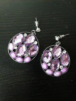 Pl Oro Argento Pendenti Vintage Ametista Bambina Ragazza Don