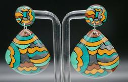 Pop Art  Vintage Pendenti Multicolore Grandi  A Goccia Fatti