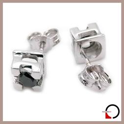 Punto Luce In Oro Bianco 18 Kt Uomo O Donna Con Diamante Ner