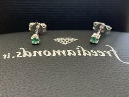 Punto Luce Oro  18 Kt Con Smeraldi  Naturali 0,10 Ct