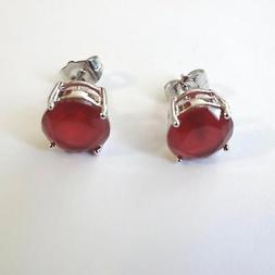 Punto Luce Uomo Donna Colore Argento Con Rubino Rosso Tondo 