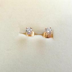 Punto Luce Uomo Donna Colore Oro Zircone Bianco Tondo 4 Mm -