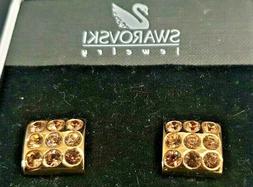 Swarovski  Quadrati Con Cristalli Color Oro, Con Clip. Nuovi