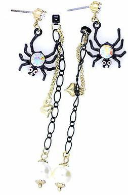 Ragno Nero Stile Goth Punk, Appesi Perla E Il Cuore Sulla Sc