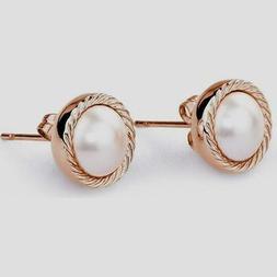 BROSWAY ,ORECCHINI "RIFLESSI" ACCIAIO ROSE' CON PERLE   NUOV