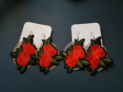 Rosa Cammeo Ricamato 8x6,5 Cm Fiore Cameo Ovale Rose Donna