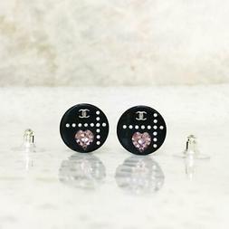 Rotondo Nero Rosa Cuore Strass Cc