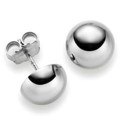 Semisfera 10mm 750 Oro Bianco Liscio Brillante, Donna