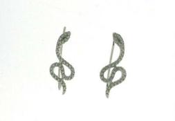 Serpente Argento 925 Rodiato Brillanti Serpentina Orecchio