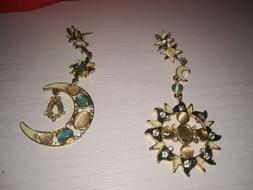 Sole E Luna. Nuovi. Colore Oro, Verde E Celeste Con Brillant