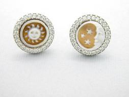 Sole  Luna  Argento  925  Cammeo  Cameo  E  Zircone  Color B