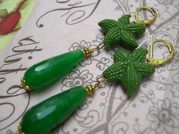 Stelle Marine Agata Verde Earrings Vintage